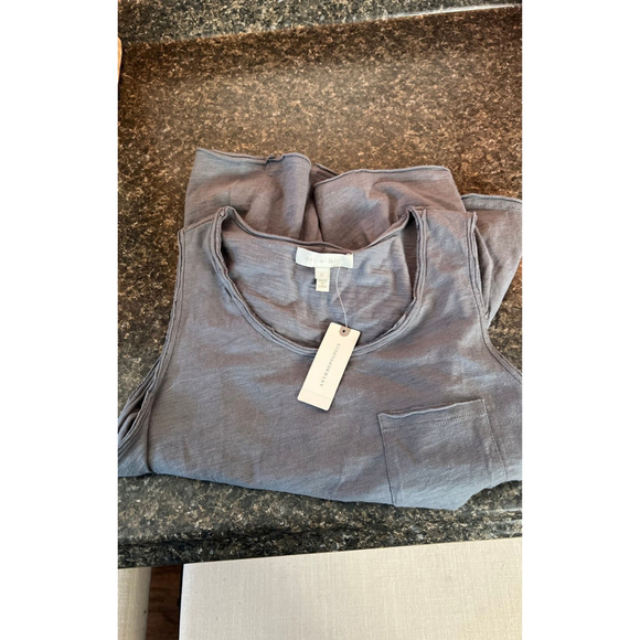 NWT New Eri + Ali Anthropologie Ruffled Pocket Peplum Tank Gray Small S - Picture 7 of 7